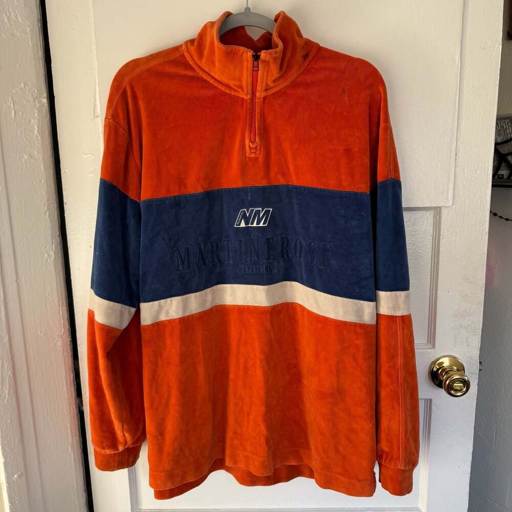 NAPA by Martine Rose Orange Velour Quarter Zip Jacket Napa x Martine Rose